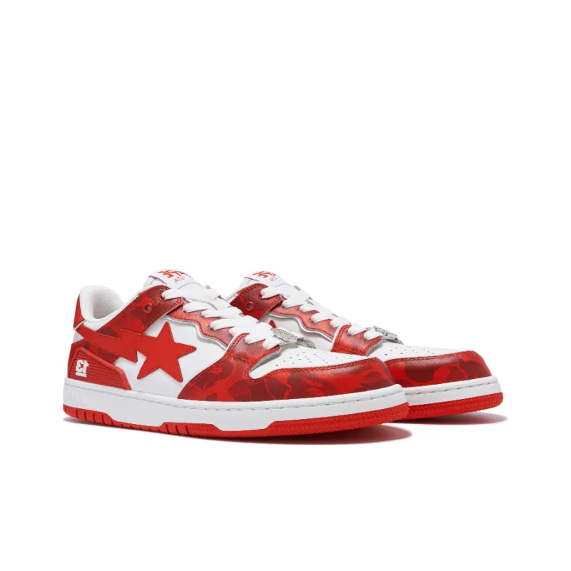 A BATHING APE Clutch Sta SK8 Low Top Skateboard Shoes Men's White Red-3