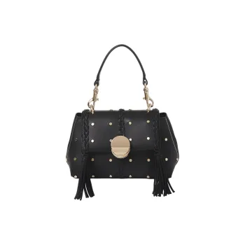Chloe Penelope Series Smooth Calf Leather Handbag Shoulder Bag Mini Women's Black
