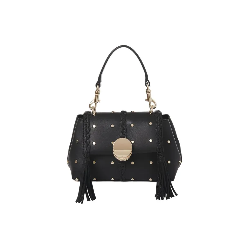 Chloe Penelope Series Smooth Calf Leather Handbag Shoulder Bag Mini Women's Black-0