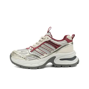 D FUSE SCANDINAVIA Chunky Sneakers Women's Low Top Gold Gray Red