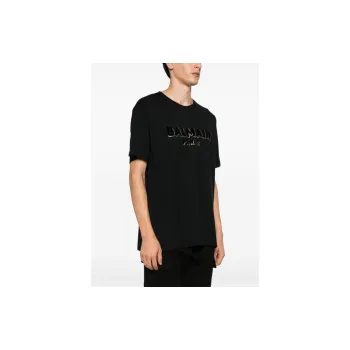 BALMAIN Logo Printed Crewneck T Shirt