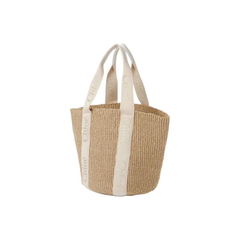 Chloe Woody Paper & Lurex Webbing One Shoulder Handbag Tubas Women's Gold-1
