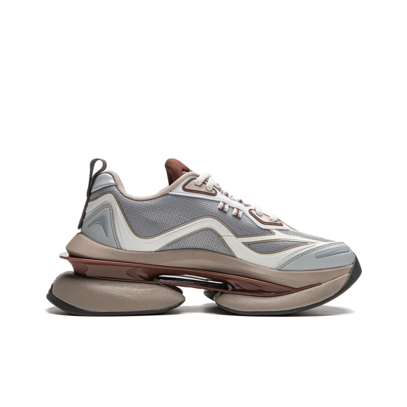 LiNing Project* Ethereal Space Cushioning Anti Slip And Wear Resistant Low Top Casual Shoes Women's Gray White-1