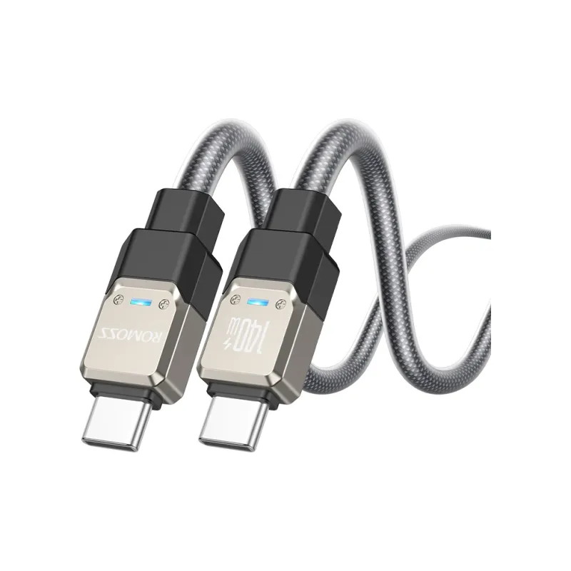 ROMOSS 1.2/2m Type c To Type c 140w Compatibility Laptop Flat Cell Phone Mecha Wind Cable-6