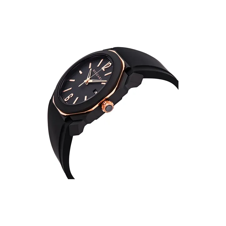 BVLGARI Wrist Watch Automatic Mechanical Movement Rubber Strap Gray Dial Men's Watches 103085-1