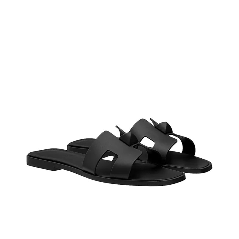 HERMES Oran Slide Slippers Women's Black-3