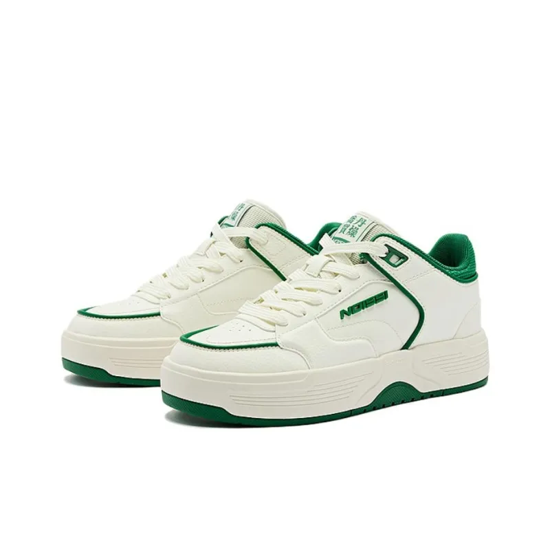 QIAODAN Cushioning Wear Resistant Low Top Skateboard Shoes Women's White Green-2