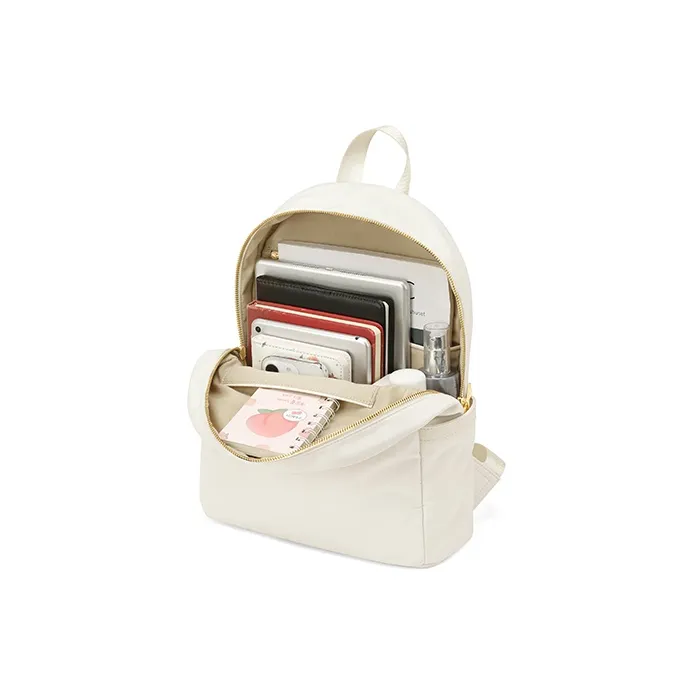 MAKEUP KITTEN Nylon Fabric Backpack Regular Unisex Ecru-5