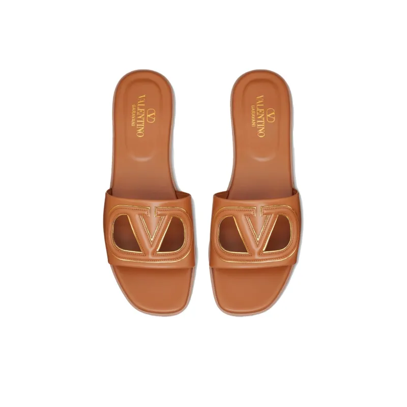 Valentino Garavani VLogo Signature Flat Leather Sandals-4