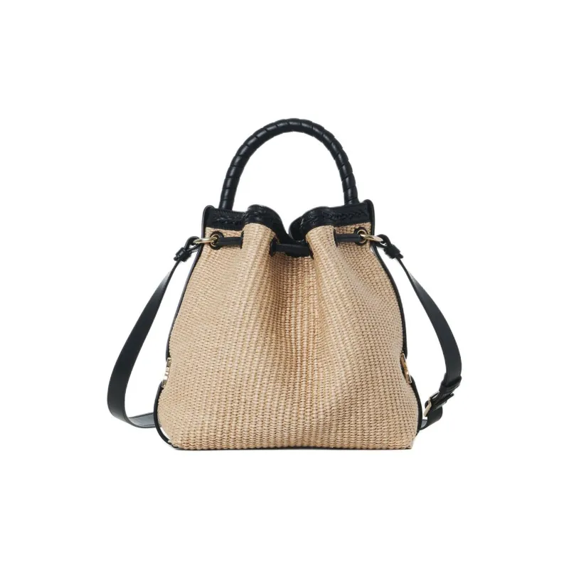 Chloe Marcie Raffia With Calfskin Bucket Bag, Handbag, Shoulder Bag, Crossbody Bag Women's Hot Sand-2