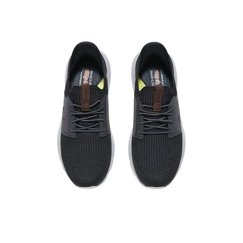 Skechers Wear Resistant Low Top Casual Shoes Men's Black Gray-4