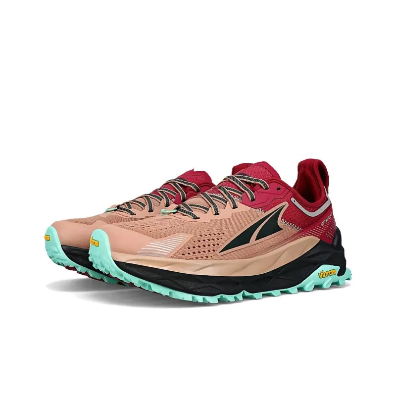 Altra Olympus 5 Cushioning Anti Slip And Wear Resistant Low Top Running Shoes Women's Red Brown Blue-2