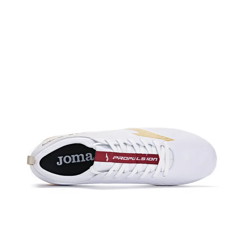 Joma FG Rubber Long Studs Natural Ground Anti Slip Wear Resistant Soccer Shoes Men's White-3