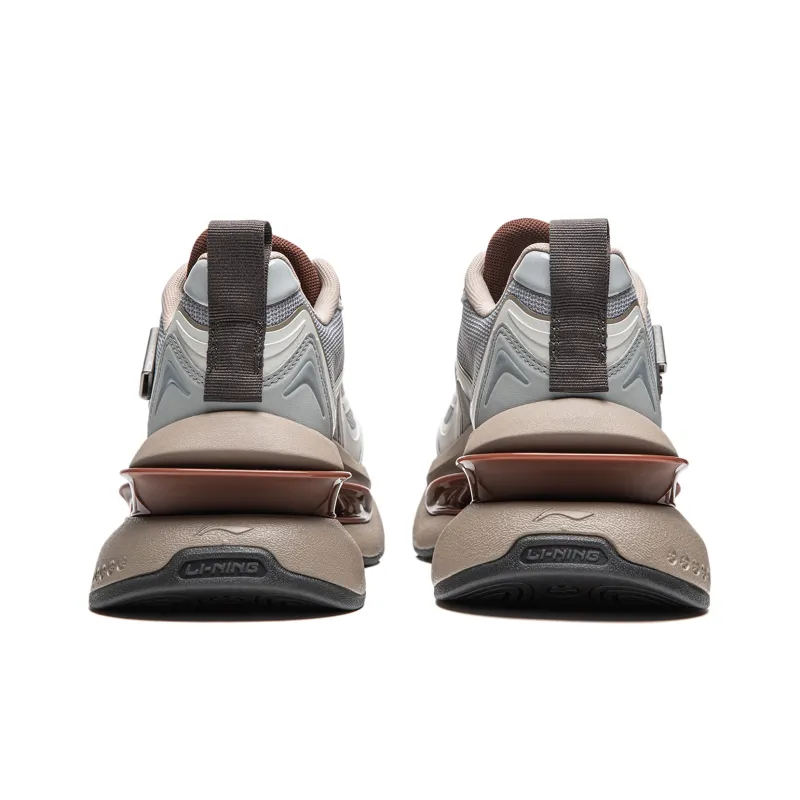 LiNing Project* Ethereal Space Cushioning Anti Slip And Wear Resistant Low Top Casual Shoes Women's Gray White-5