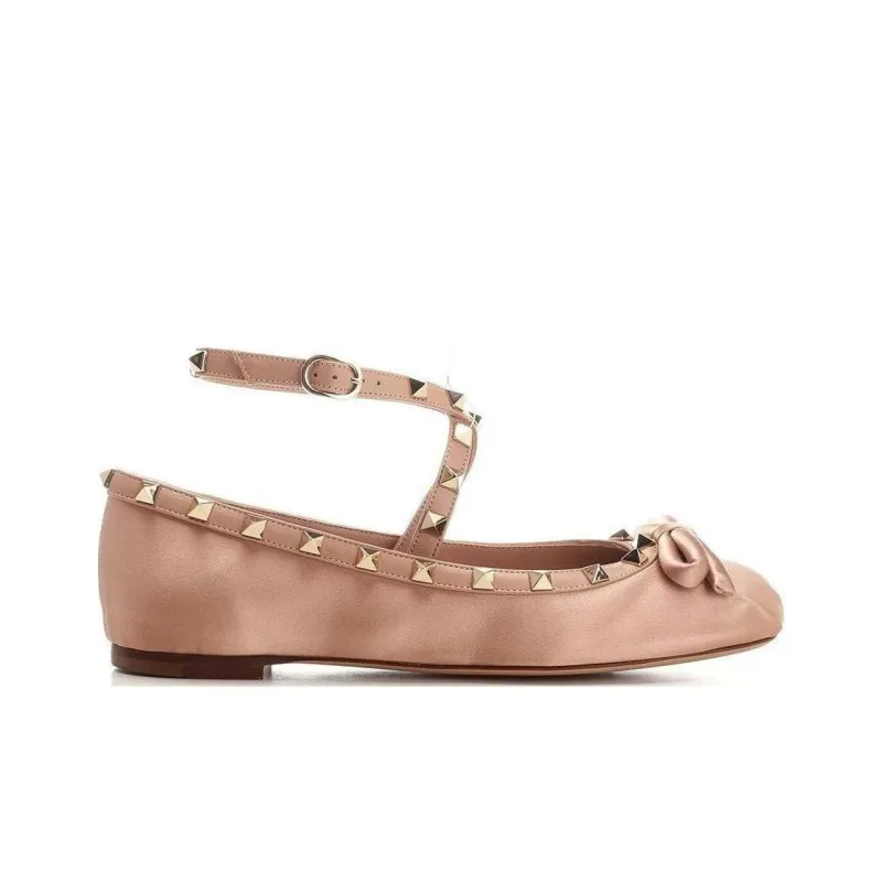 Valentino Garavani Rockstud Round Toe Ballerina Shoes Women's-1