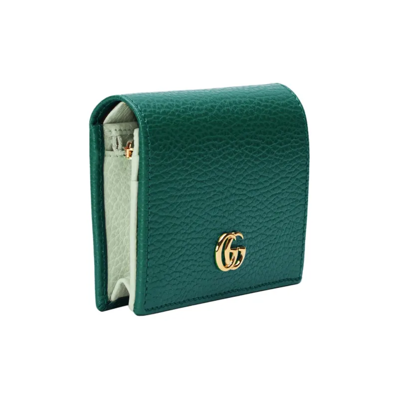 GUCCI GG Marmont Leather Card Holder Wallet Women's Green-1