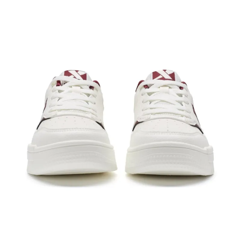 XTEP Air Force 1 2.0 Anti Slip Wear Resistant Low Top Skateboard Shoes Women's White Red-5