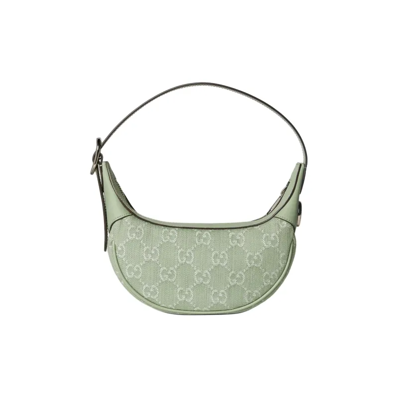 GUCCI Ophidia Denim With Leather Trim Handbag Mini Women's Light Green-3