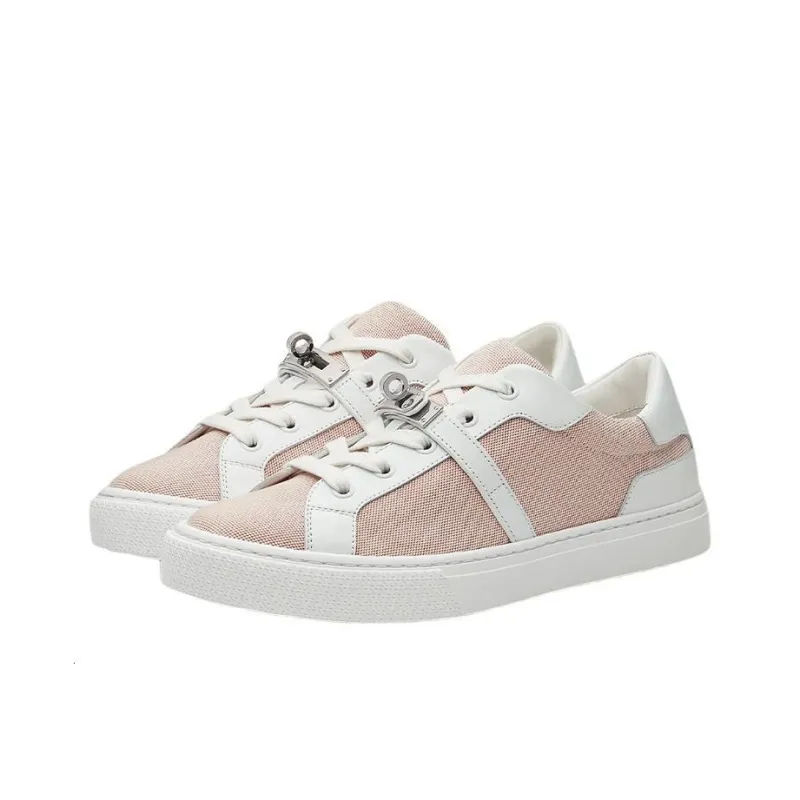 HERMES Day Low Top Stylish Skateboarding Shoes Women's Pink White-2