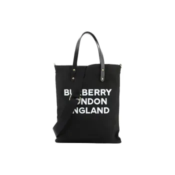 Burberry Nylon Fabric Tote Bag Shopping Bag Shoulder Bag Handbag Unisex Black