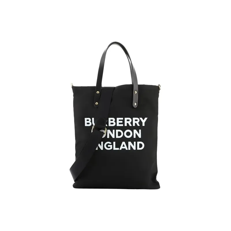 Burberry Nylon Fabric Tote Bag Shopping Bag Shoulder Bag Handbag Unisex Black-0