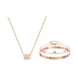 Roman Numbers Small Round Pendant Clothing Sets (Rose Gold)