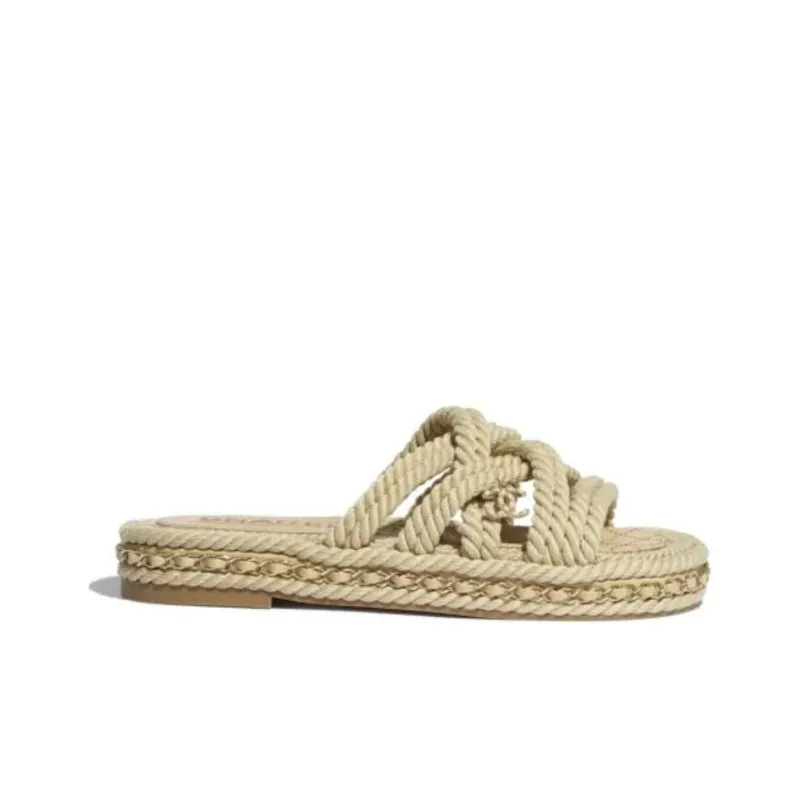 CHANEL Slide Slippers Women's Beige-1