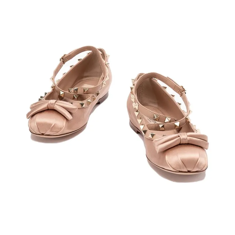 Valentino Garavani Rockstud Round Toe Ballerina Shoes Women's-3