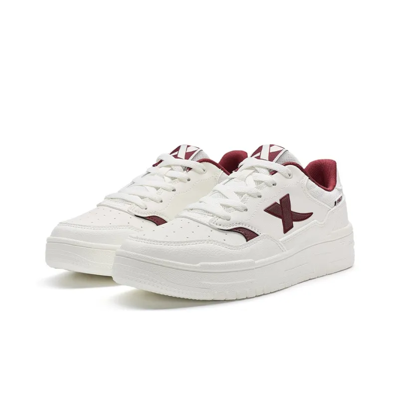 XTEP Air Force 1 2.0 Anti Slip Wear Resistant Low Top Skateboard Shoes Women's White Red-4