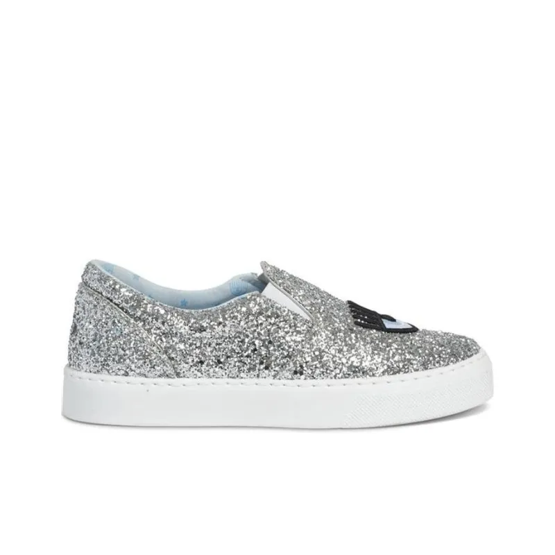 CHIARA FERRAGNI Eyestar Low-Top Stylish Skateboarding Shoes Women's Silver-1
