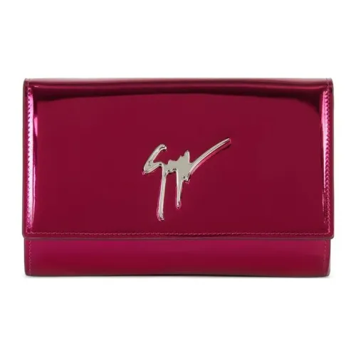 Giuseppe Zanotti/GZ Mirror Finish Leather One Shoulder Crossbody Clutches Women's Fuchsia
