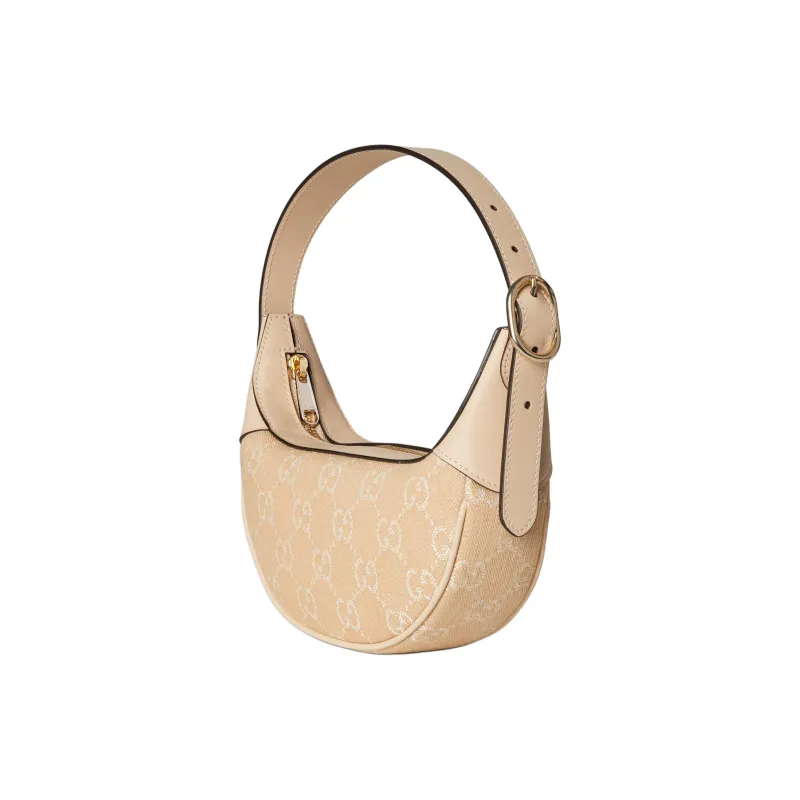 GUCCI Ophidia Denim With Leather Trim Handbag Mini Women's Light Beige-1
