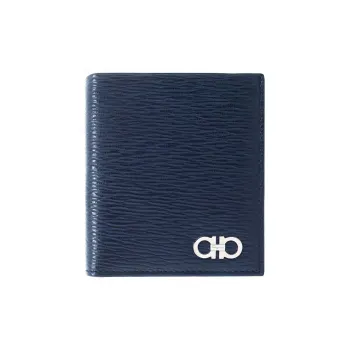 FERRAGAMO GANCINI Cow Leather Wallet, Card Holder Men's Black