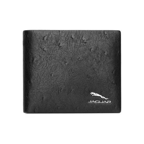 JAGUAR Cow Leather Money Clip Ticket Clip Card Holder Wallet Men's Black