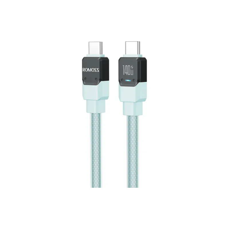 ROMOSS 1.2/2m Type c To Type c 140w Compatibility Laptop Flat Cell Phone Mecha Wind Cable-0