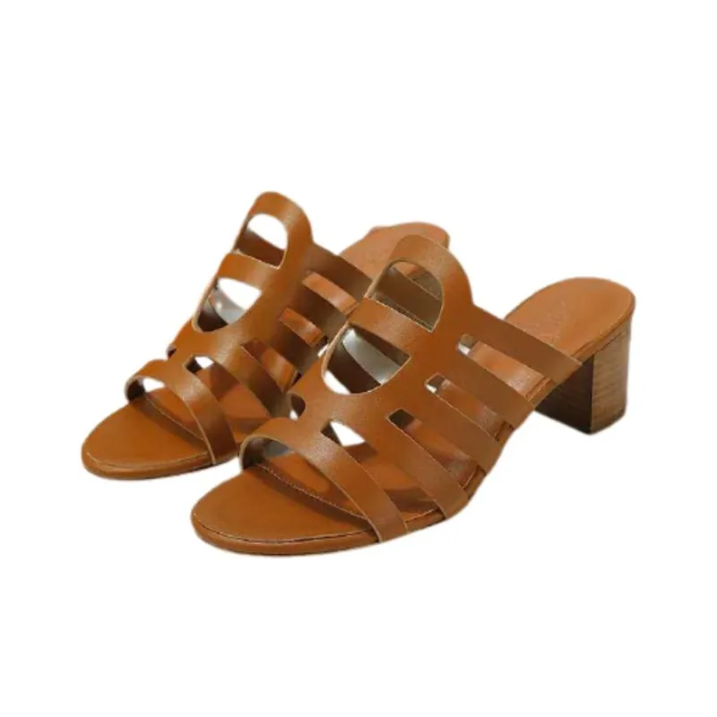 HERMES Celena Sandal Women's Beige Duolei-3