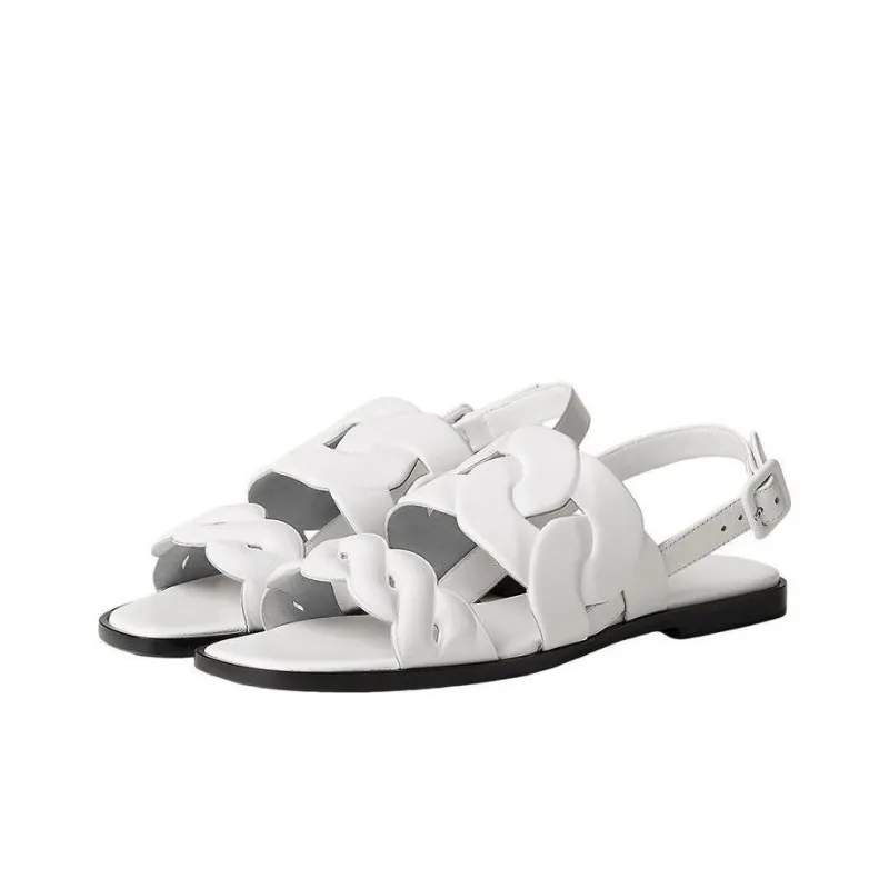 HERMES Grace Strap Sandals Women's White-2