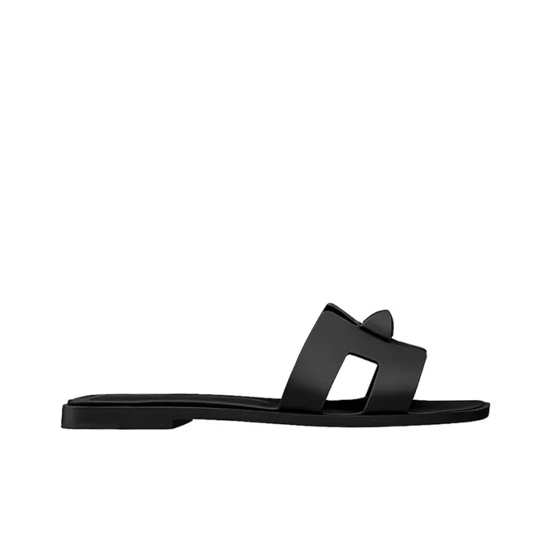 HERMES Oran Slide Slippers Women's Black-1