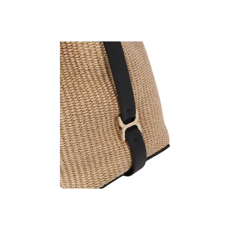 Chloe Marcie Raffia With Calfskin Bucket Bag, Handbag, Shoulder Bag, Crossbody Bag Women's Hot Sand-4