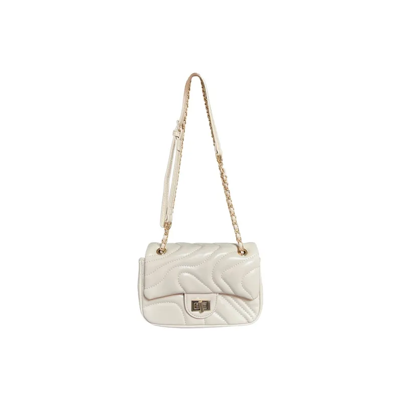Jade En Plus Niche Texture PU Shoulder Bag, Crossbody Bag Regular Women's White/Apricot/Black-1