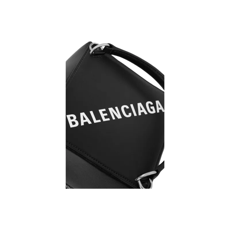 Balenciaga Leather Shoulder Bag 4x4 Small Size Women's Black-2