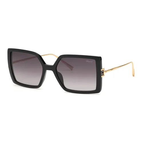 CHOPARD Titanium Biodegradable Acetate Fiber Plate Irregular Shape Sunglasses Women's Black