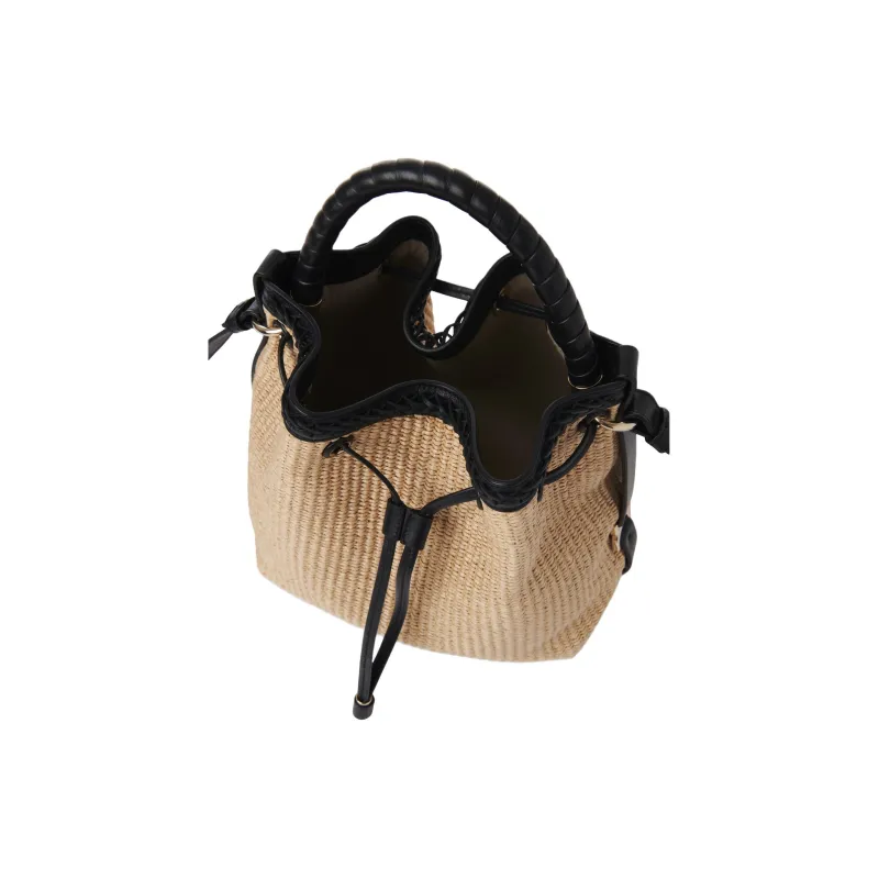 Chloe Marcie Raffia With Calfskin Bucket Bag, Handbag, Shoulder Bag, Crossbody Bag Women's Hot Sand-3