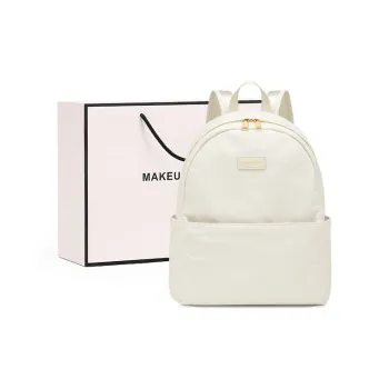MAKEUP KITTEN Nylon Fabric Backpack Regular Unisex Ecru