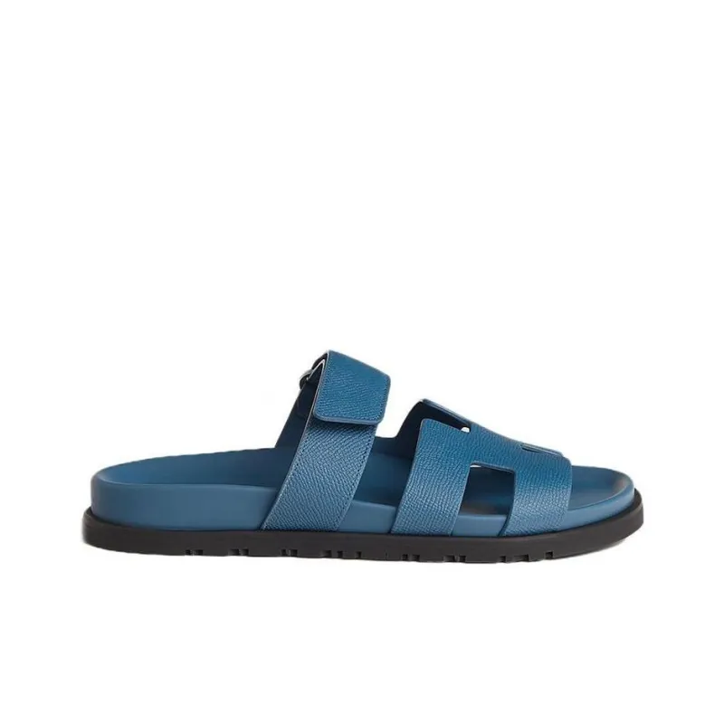 HERMES Chypre Slide Slippers Women's Blue-1