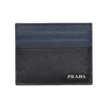 PRADA Leather Card Holder Men's Black