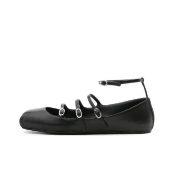 Alexander McQueen Buckled Straps Square Toe Ballerina Shoes