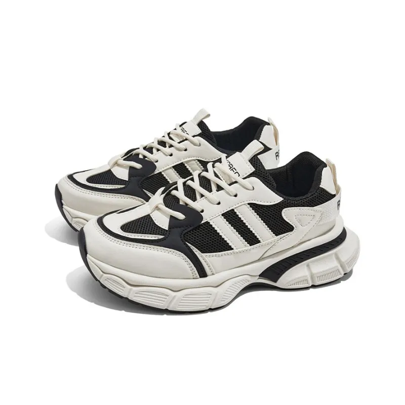 RENBEN Low Top Chunky Sneakers Women's Black White-2