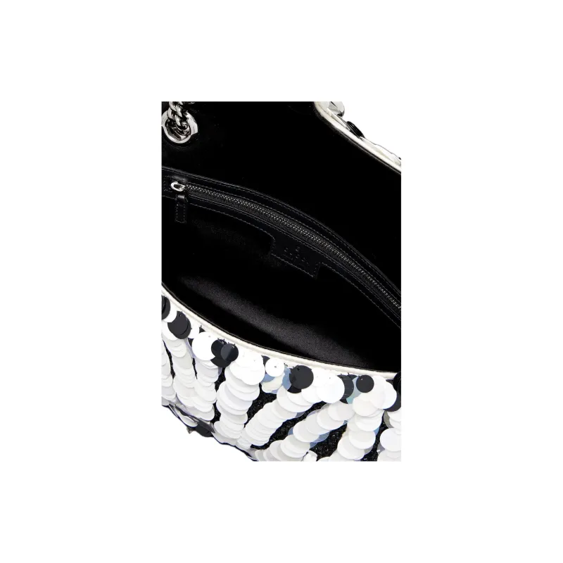 GUCCI GG Marmont Satin Shoulder Bag Crossbody Bag Women's Silver-2