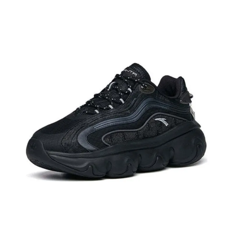 Anta Life Collection Cushioning Anti Slip And Wear Resistant Low Top Chunky Sneakers Women's Black-2